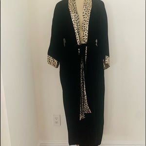 August silk black velvet robe